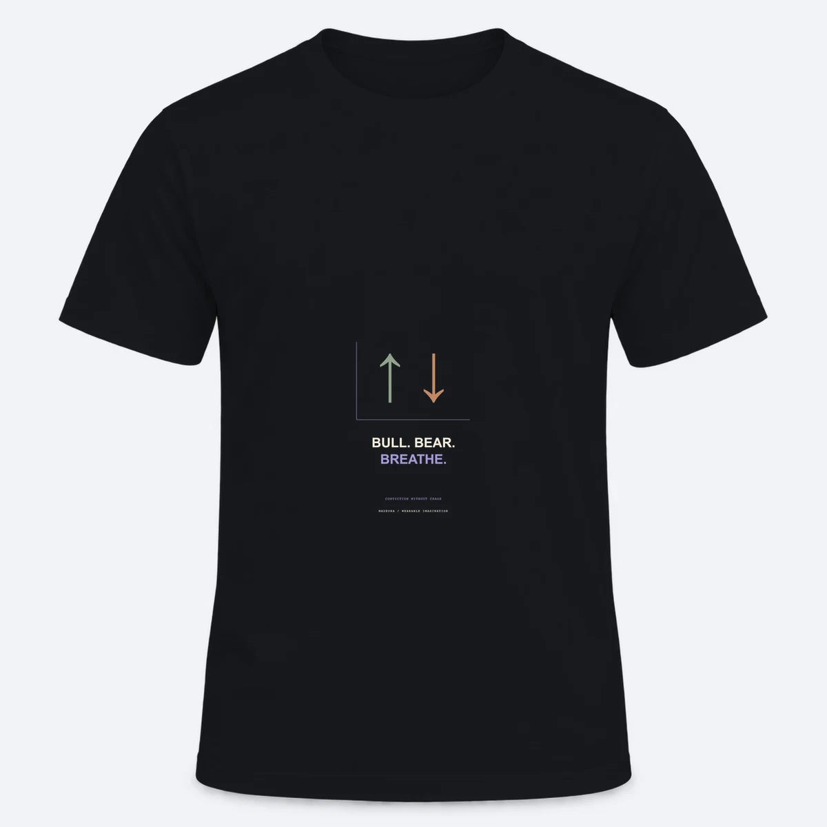 Bull / Bear / Balance men's regular black graphic T-shirt, front view