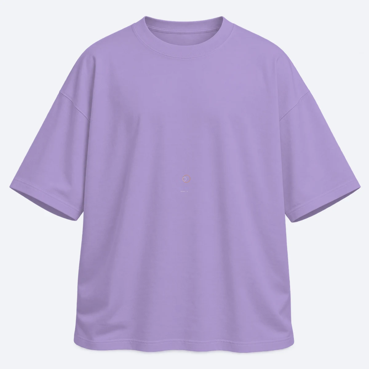 Cosmic Arbiter men's oversized iris lavender graphic T-shirt, front view