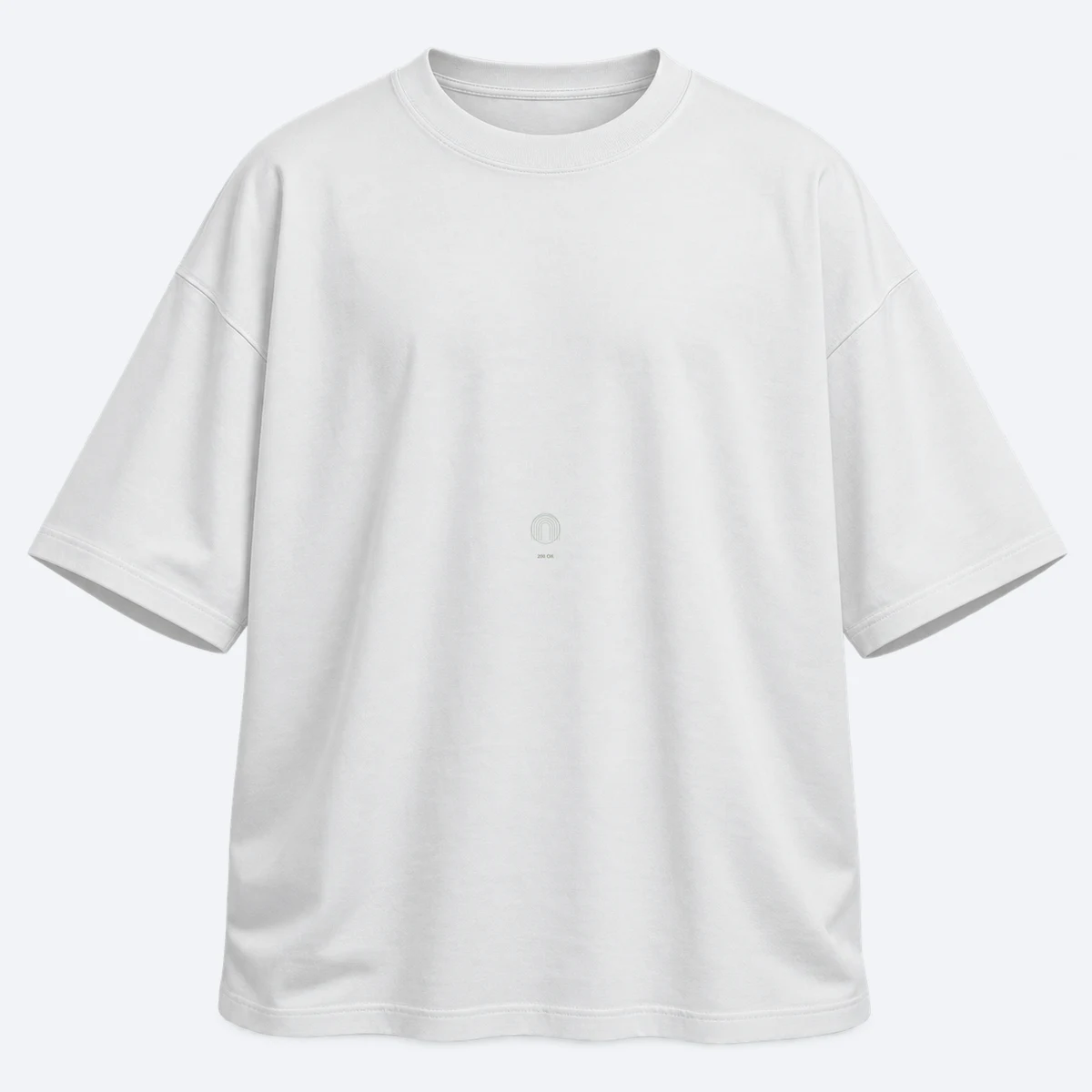 Quiet Endpoint men's oversized white graphic T-shirt, front view