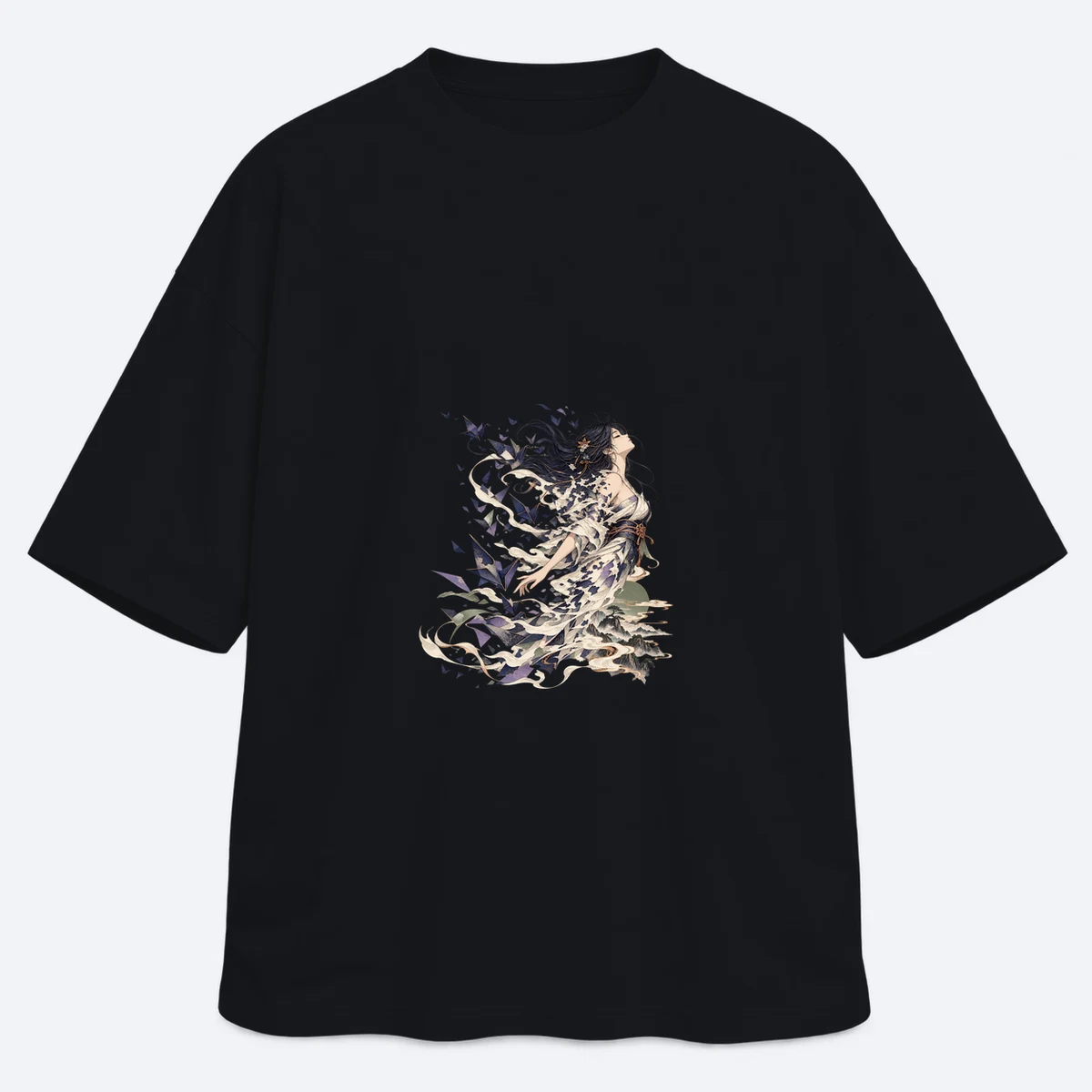 Quiet Transformation men's oversized black graphic T-shirt, front view