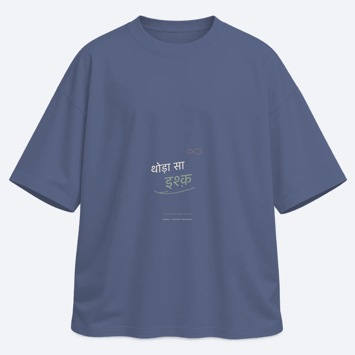 Thoda Sa Ishq men's oversized steel grey graphic T-shirt, front view
