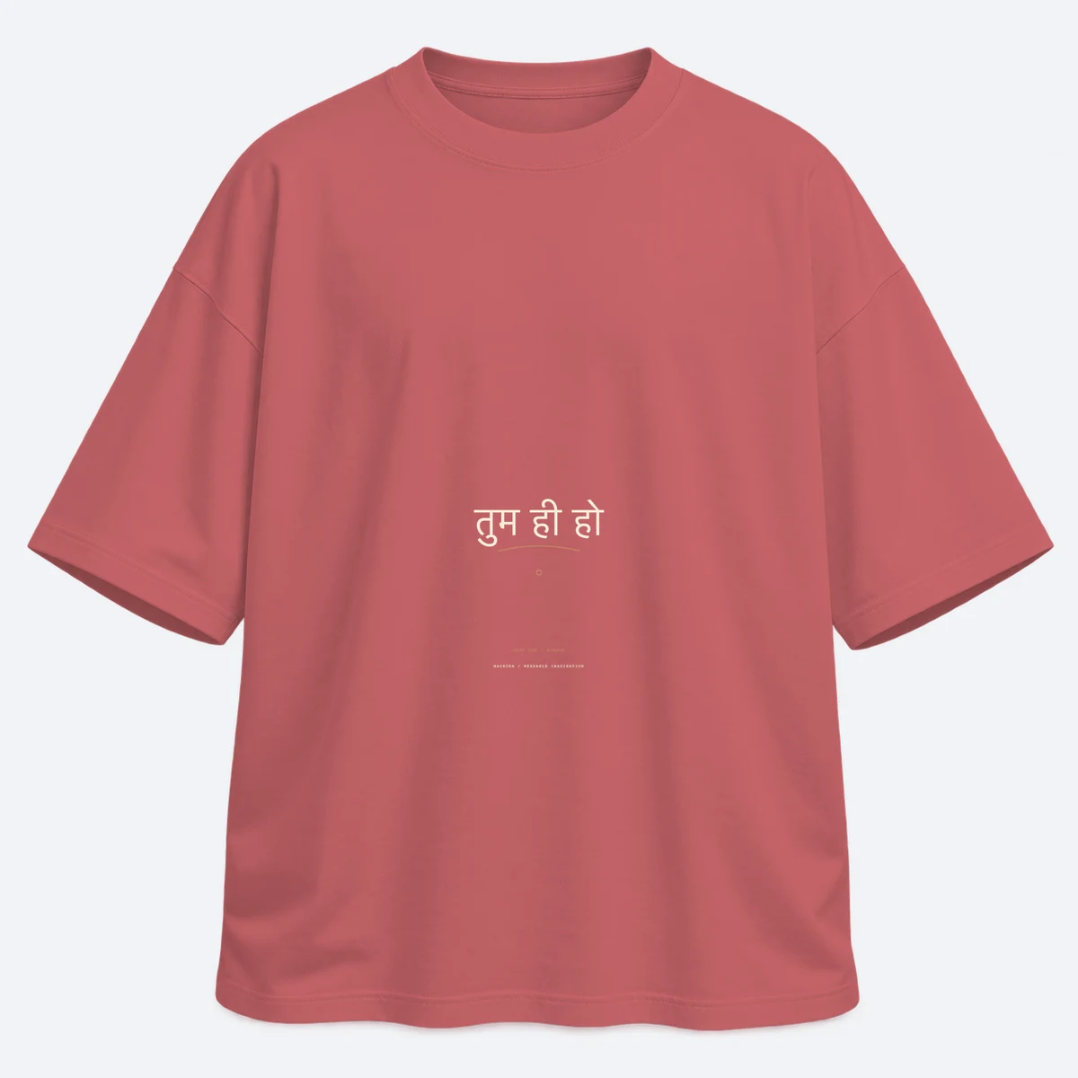 Tum Hi Ho men's oversized dusty rose graphic T-shirt, front view