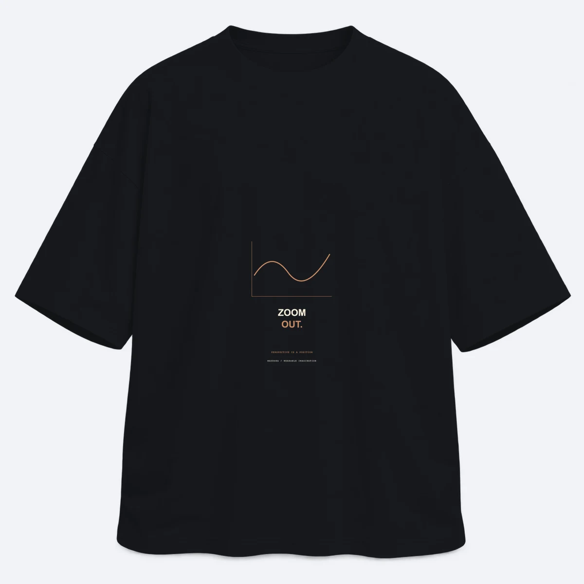 Zoom Out men's oversized black graphic T-shirt, front view