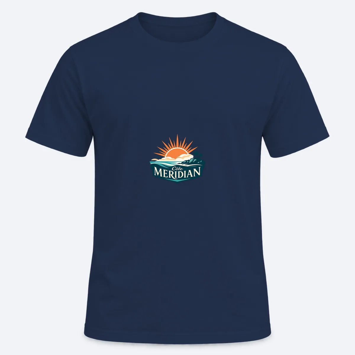 Côte Meridian men's regular navy graphic T-shirt, front view
