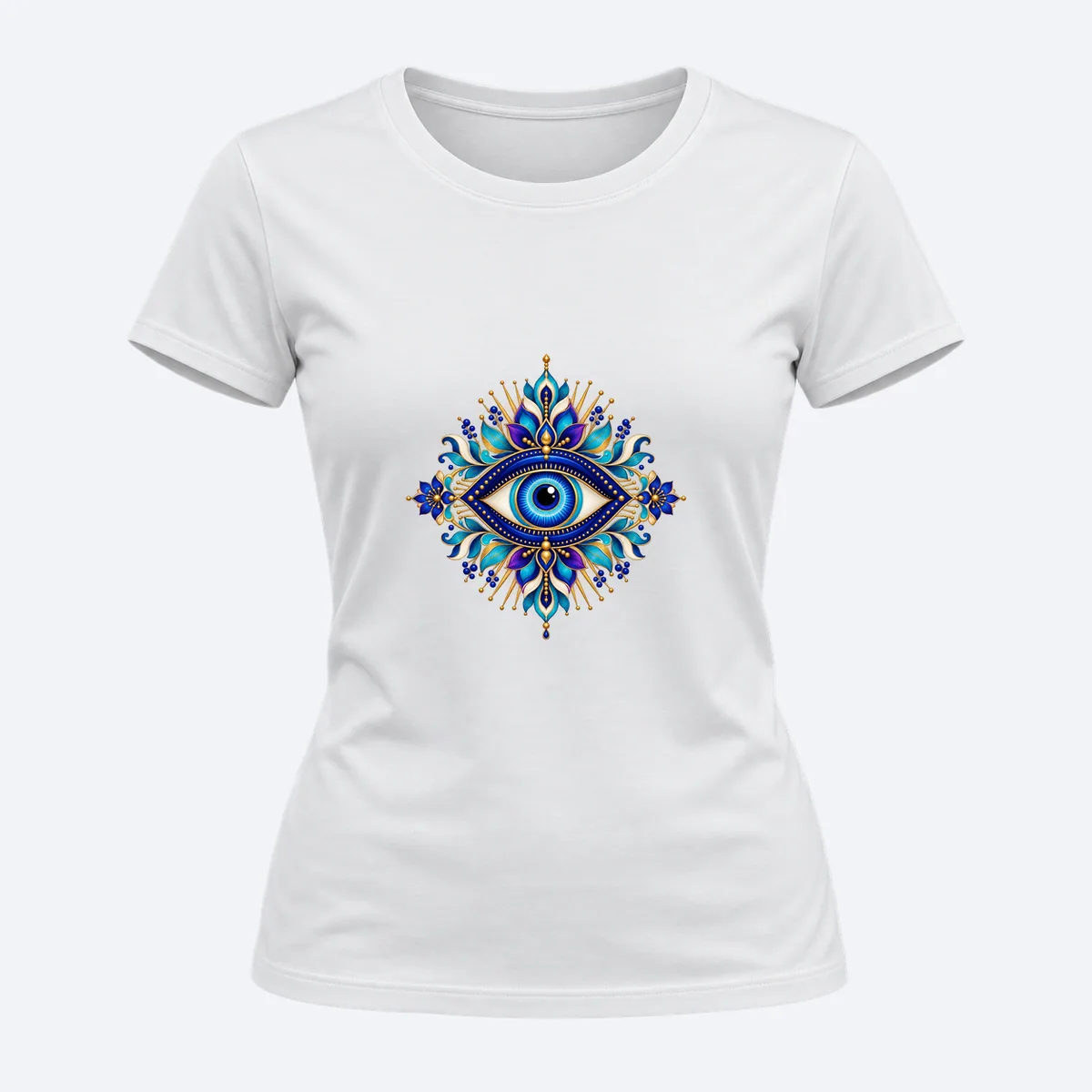 Guardian Eye women's regular white graphic T-shirt, front view