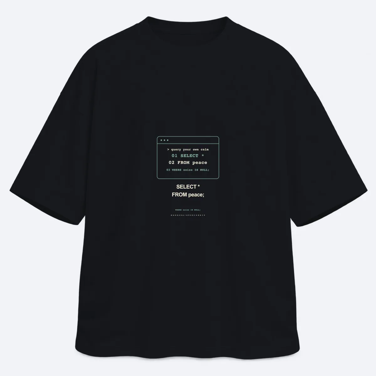 SELECT Peace men's oversized black graphic T-shirt, front view