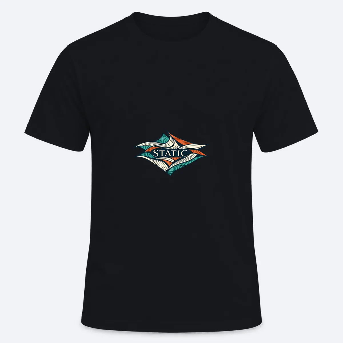 Static Form men's regular black graphic T-shirt, front view