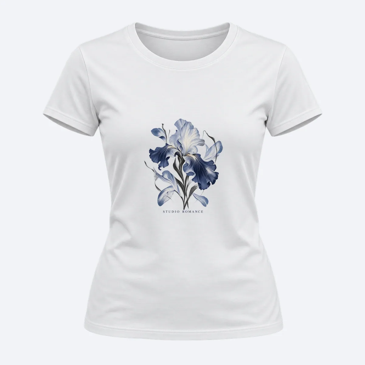 Studio Romance women's regular white graphic T-shirt, front view